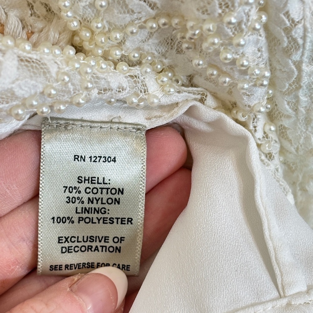John Mark White Cuffed Sleeve Blouse with Mandarin Collar - Picture 4 of 4